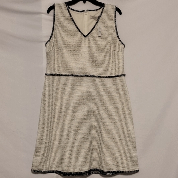 Loft Tweed Boucle Cream & Blue Color Dress - Picture 2 of 8